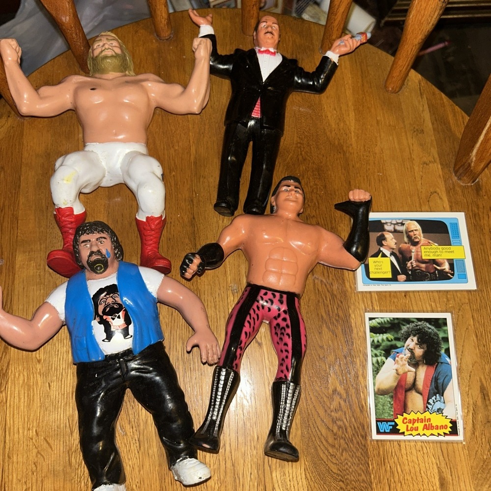 Vintage LJN Wrestler Lot Of 4 With Cards‎ Brutus Beefcake, Lou Albano A4